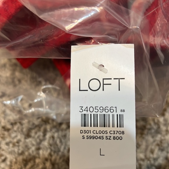 Red Pink Striped Sweater Large LOFT New with Tags - Picture 7 of 7